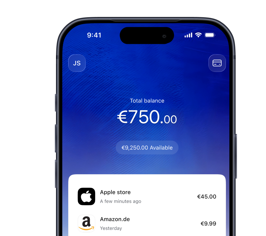 Monefit app showing total balance and recent purchases