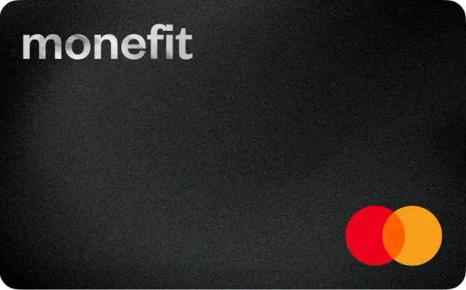 The Monefit card with a Mastercard logo