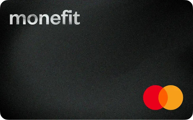 The Monefit card with a Mastercard logo