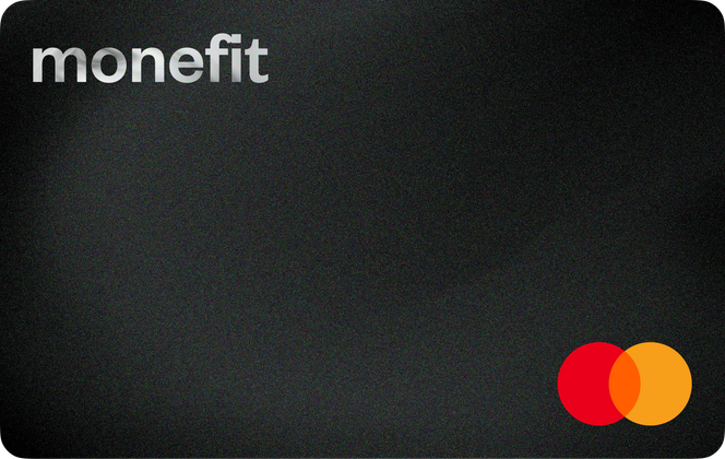 The Monefit card with a Mastercard logo