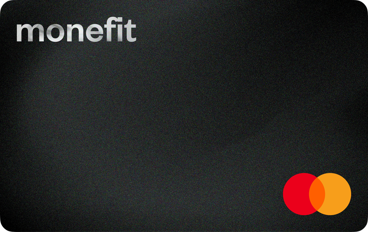 The Monefit card with a Mastercard logo