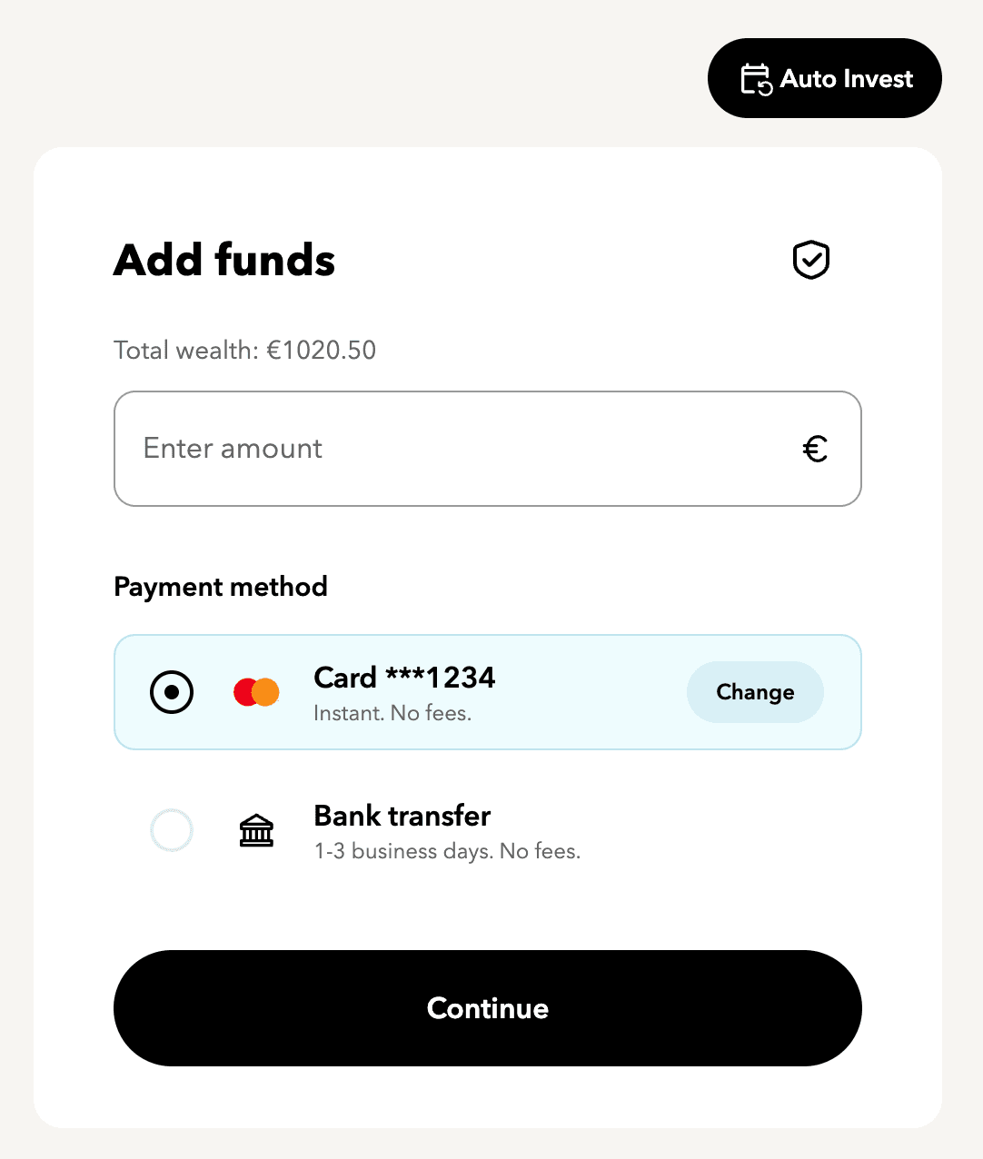 Auto Invest add funds